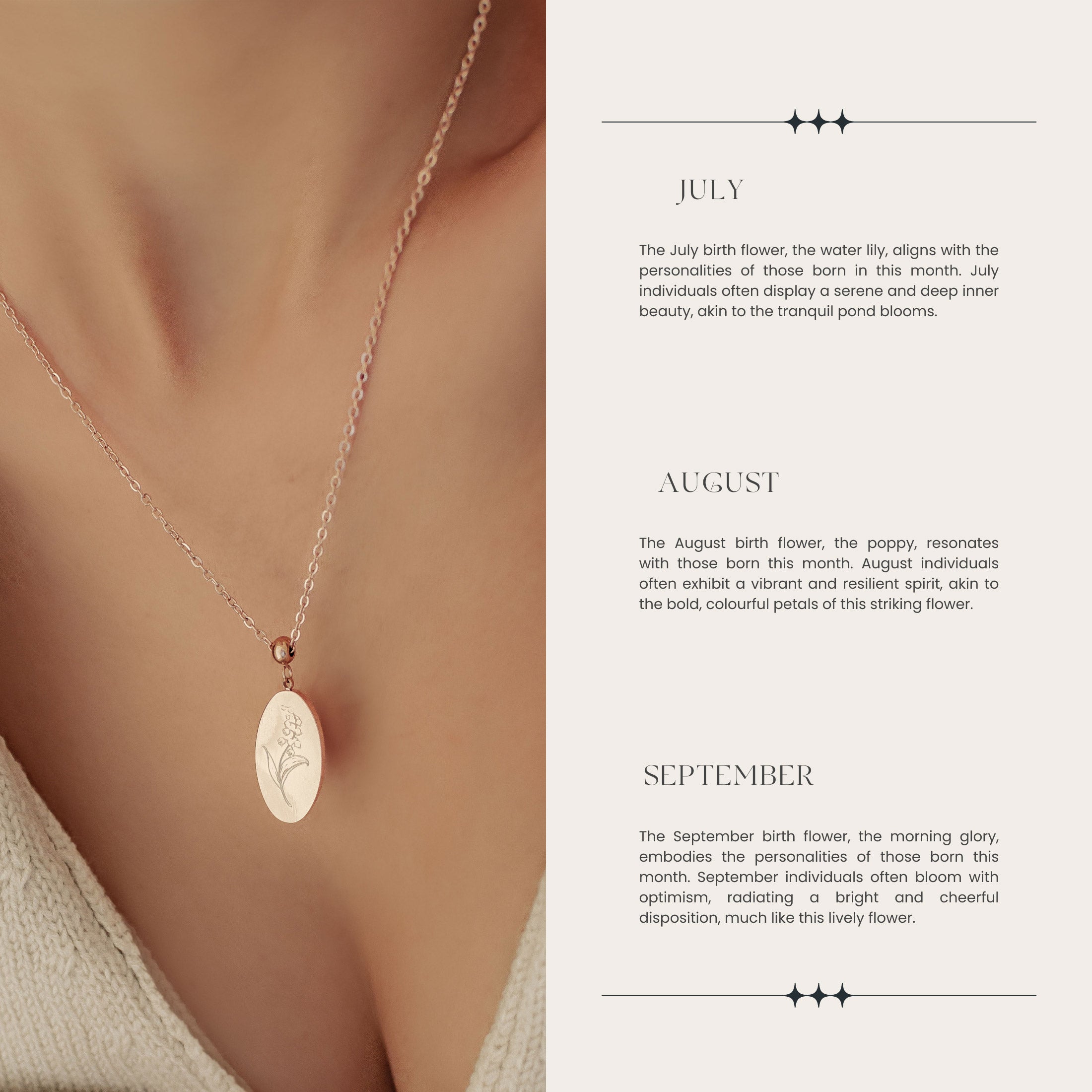 Pendentif Oval Fleur de Naissance